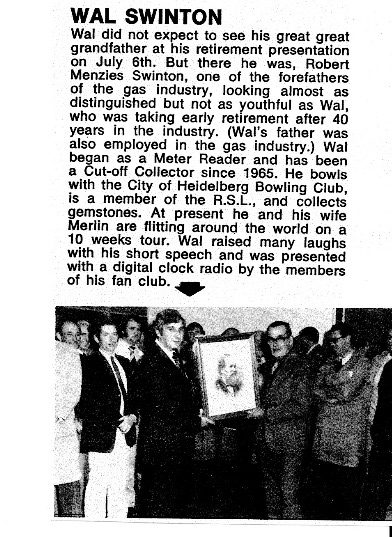 Newspaper clipping about Robert Menzies Swinton and the Melbourne gas works